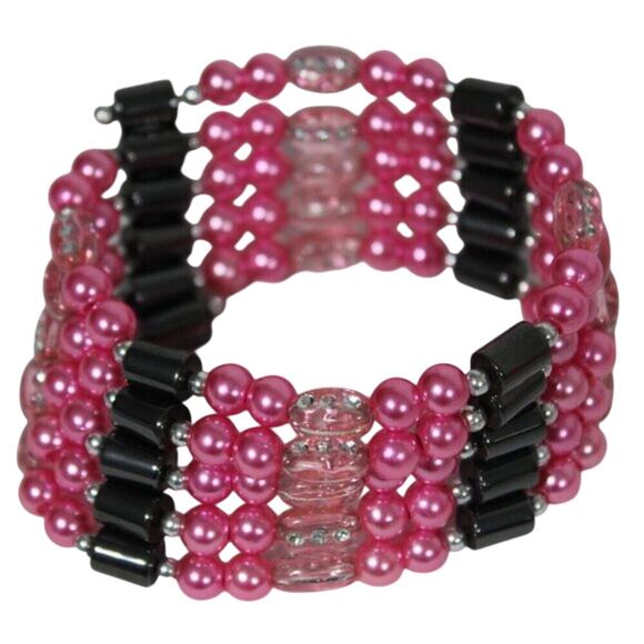 Hawaiian Volcanic Lava Magnetic Hot Pink Necklace / Bracelet - Picture 3 of 4